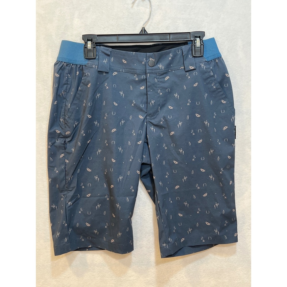 Flylow Womens Bike Shorts Size 6 Horse Horseshoe Print Blue Athletic Tia